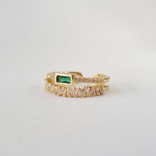 Anillo Doble Aurora Verde Oro